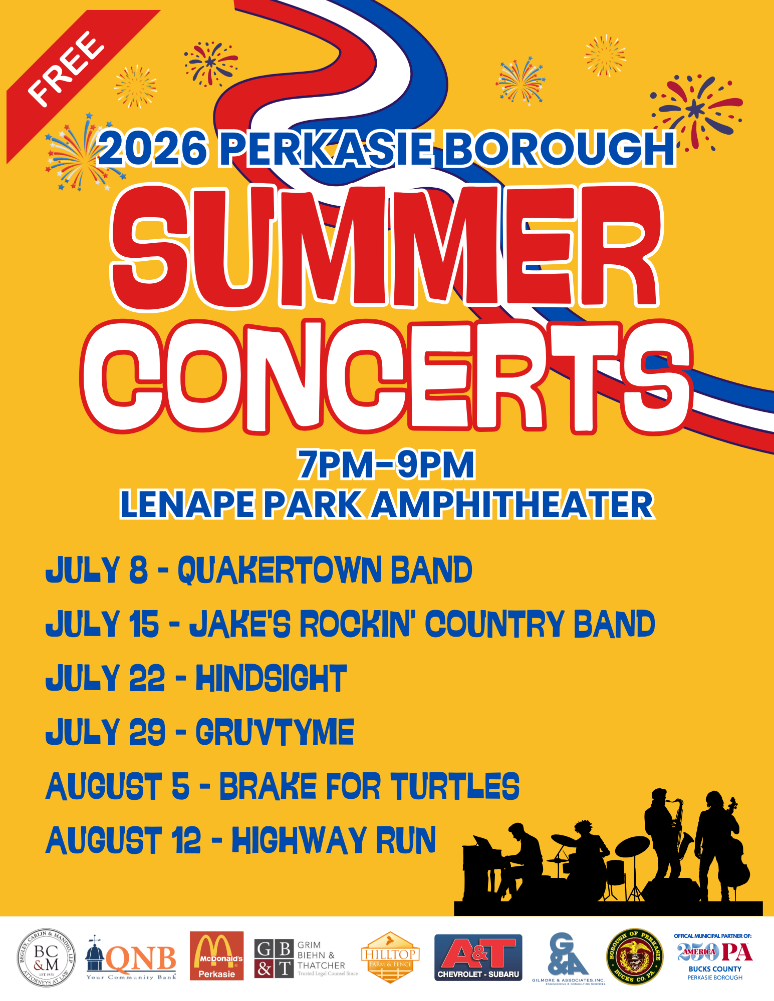 Perkasie Summer Concerts Poster (8.5. X 11) With Sponsors